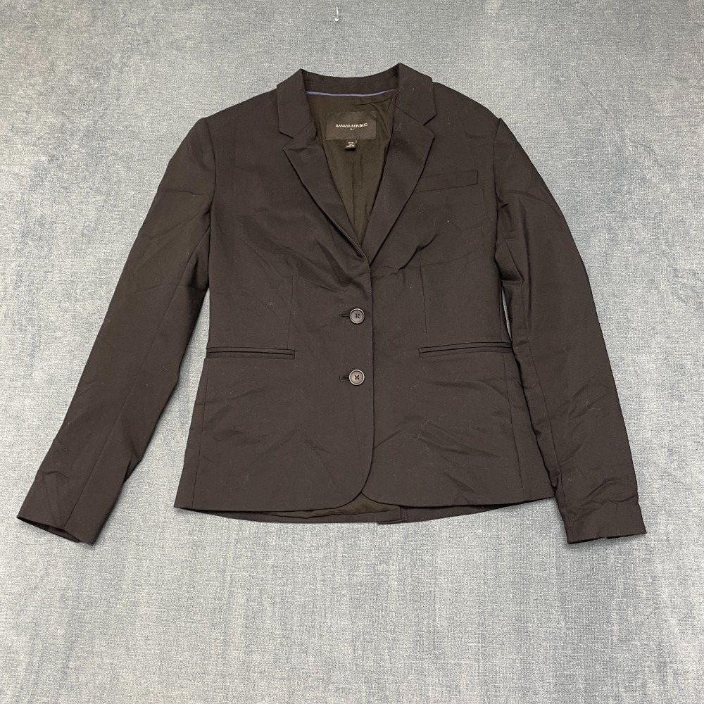 Banana Republic Blazer Jacket Womens 2P Black Single Breasted Notch Lapel Formal